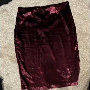 Women’s burgundy velvet skirt